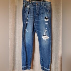 Abercrombie and fitch SZ 33 Synched ankle distressed Jeans button-up fly